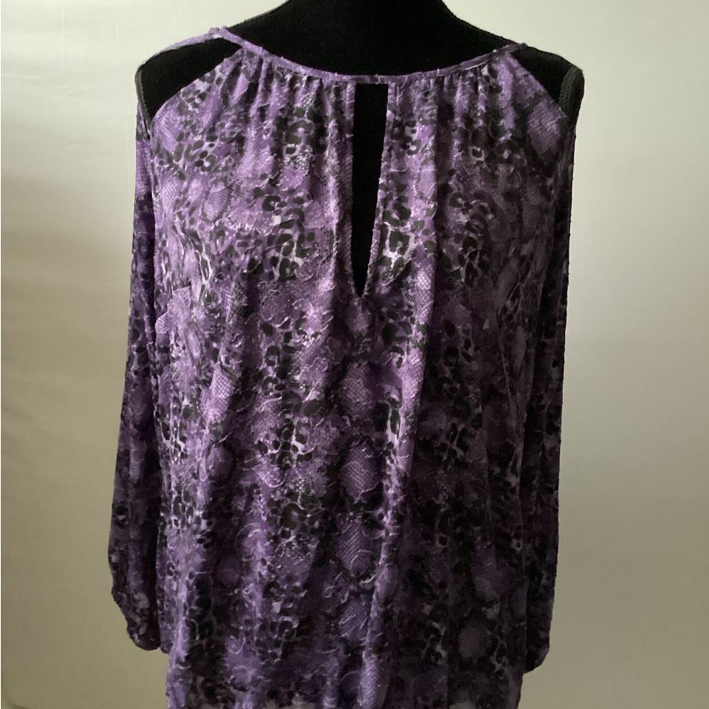 Lane Brant long sleeve pullover sheer lace blouse